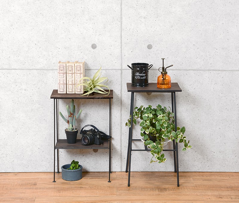 ラック 幅30 ブラック 黒 高さ55 サイドテーブル 鉄製 木製 天板 電話