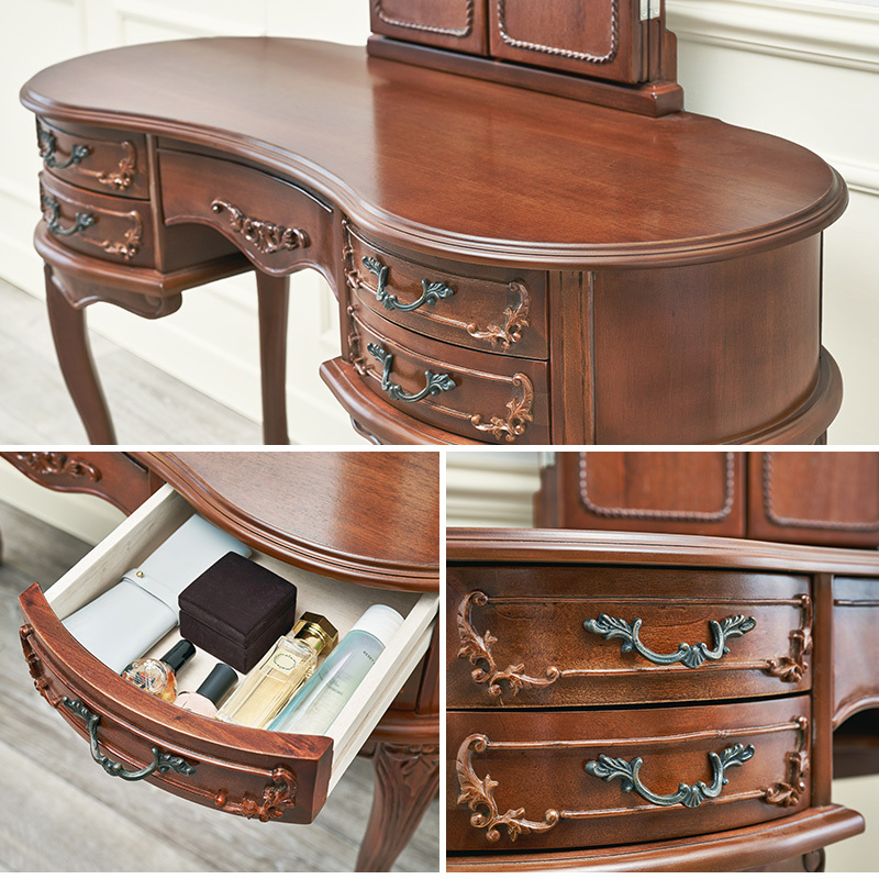 ドレッサー 三面鏡 高級感 彫刻 モダン クラシック 宮殿調 レトロ