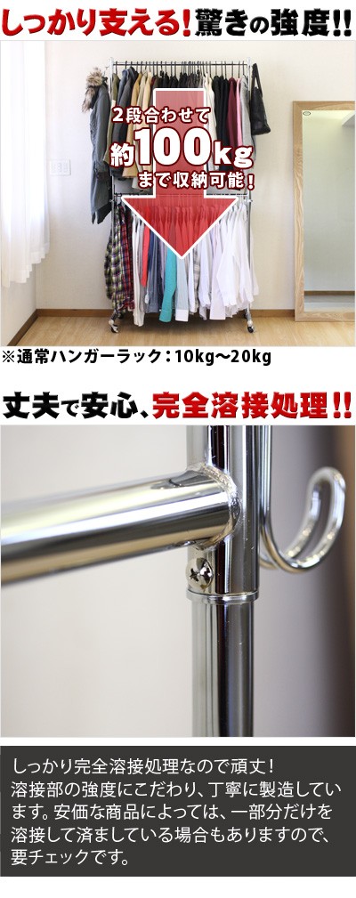 ハンガーラック 業務用 キャスター付き 耐荷重100kg 幅115.5 幅115cm