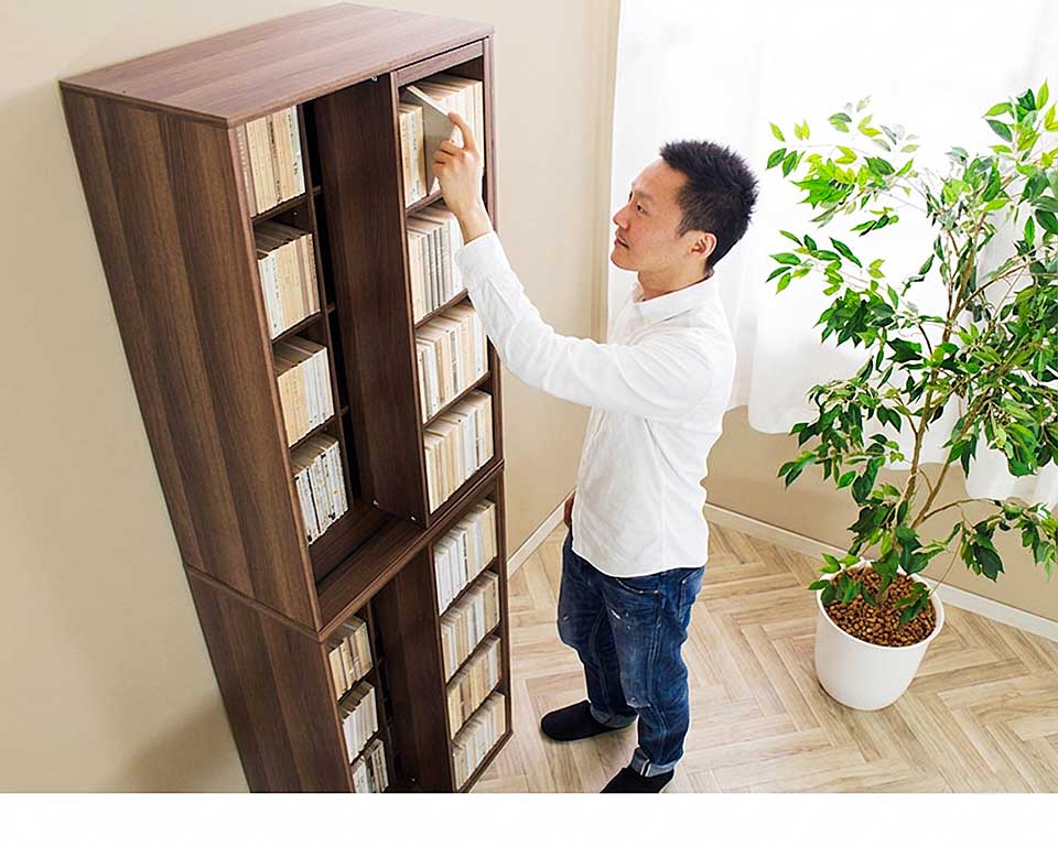本棚 完成品 スライド本棚 幅60cm 全段B6 奥深 シングルスライド 大