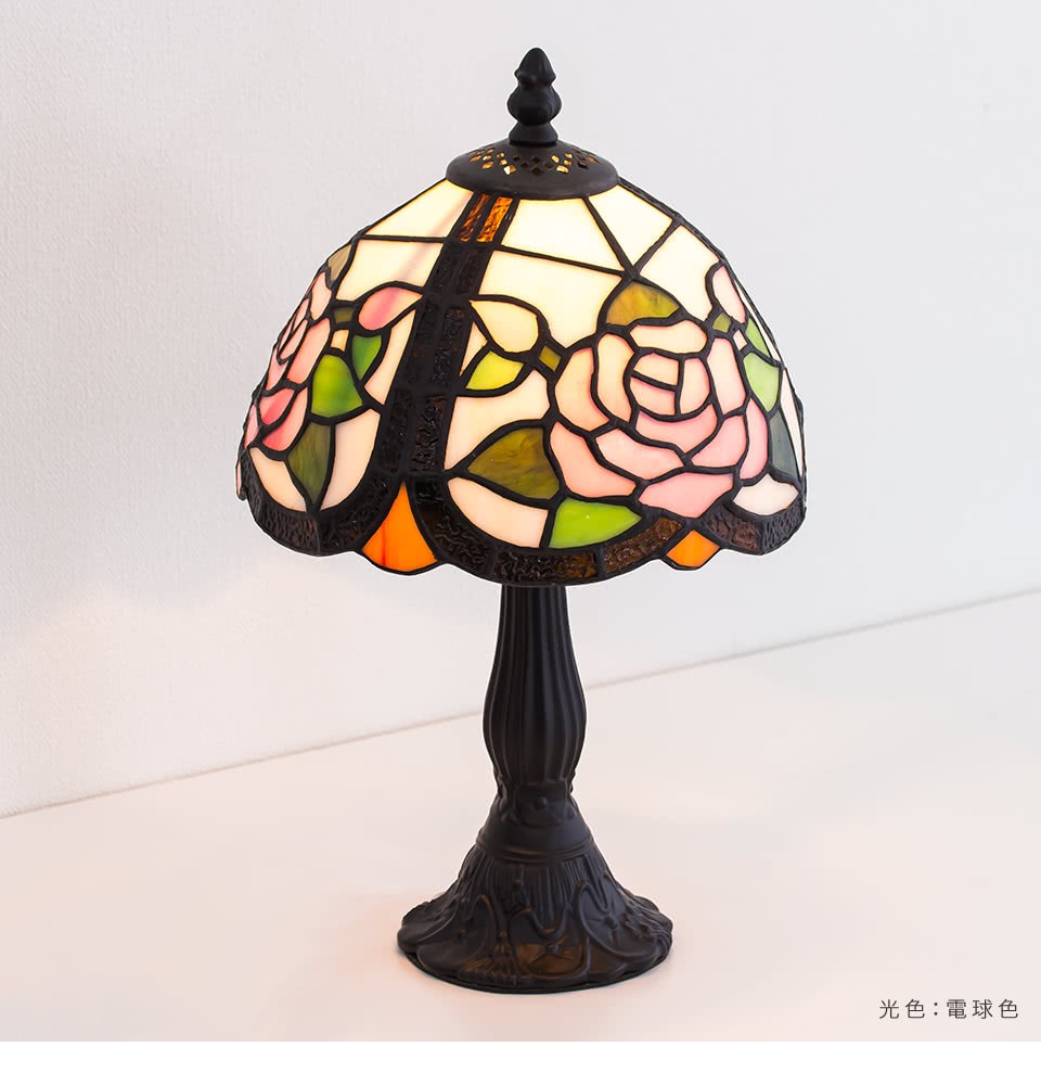 テーブルランプ ステンドグラス ローズローズ LED電球付き 薔薇 