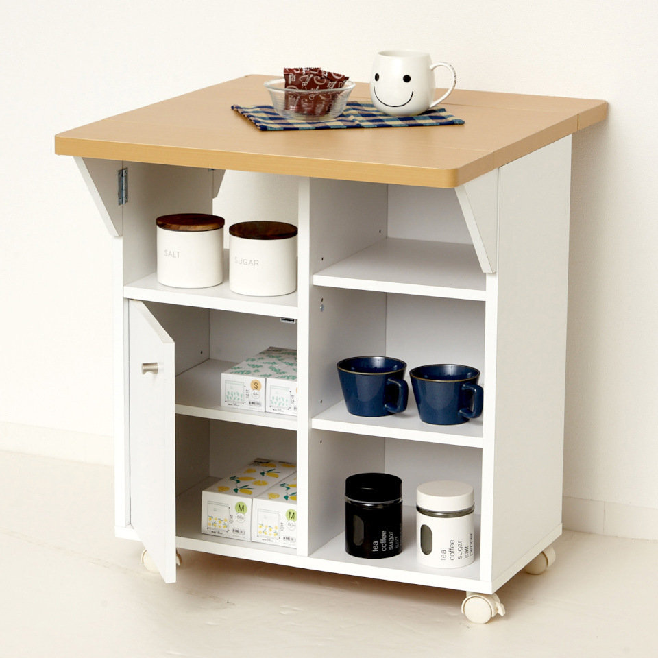 キッチンワゴン キャスター付き 幅60 日本製 バタ式ワゴン スリム 天板