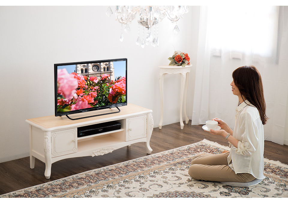 テレビボード アンティーク 110 猫脚 37v ロココ調 ローボード 白 