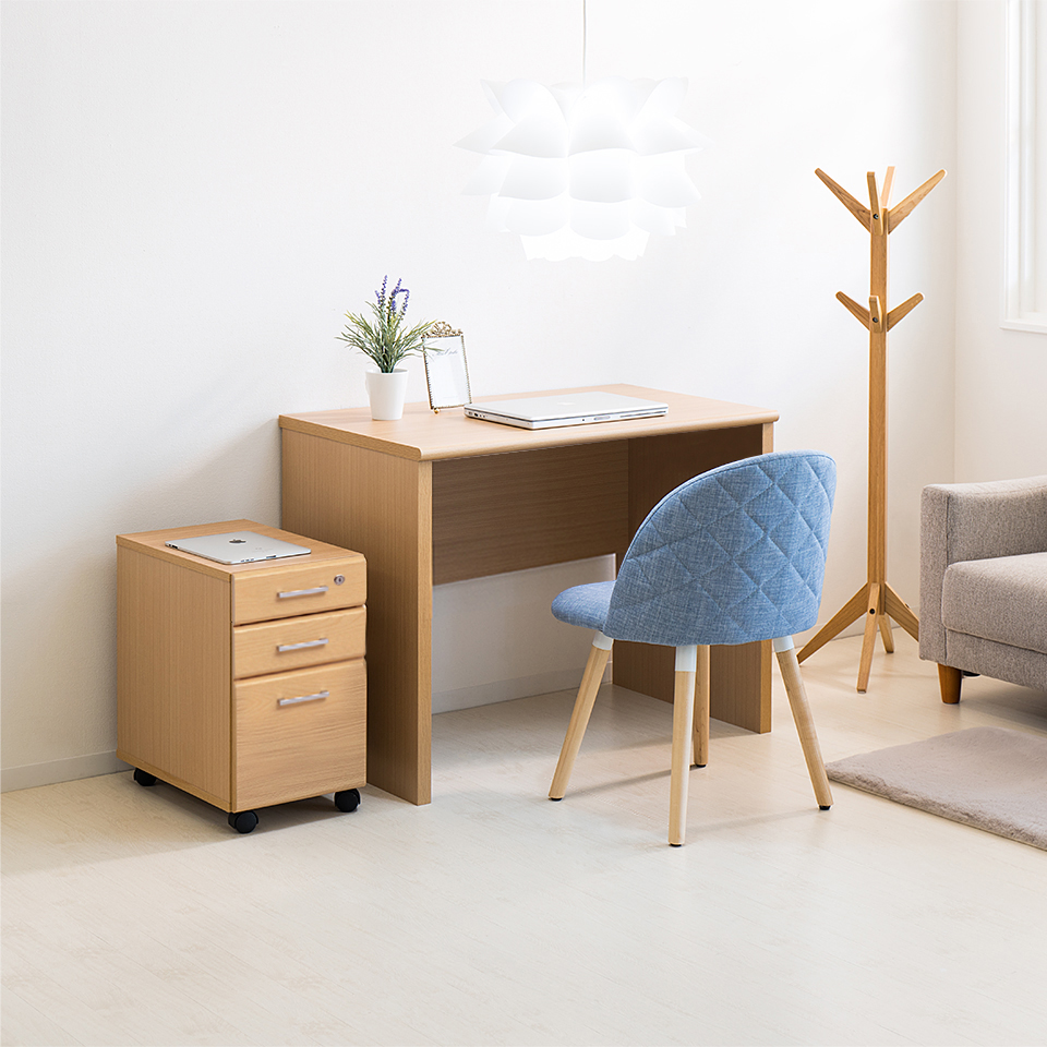 パソコンデスク 2点セット 幅90 鍵付き キャビネット付き cチェスト