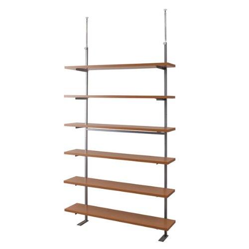 突っ張り オープンラック 120cm幅 6段タイプ 壁面収納 上棚ラック 書棚