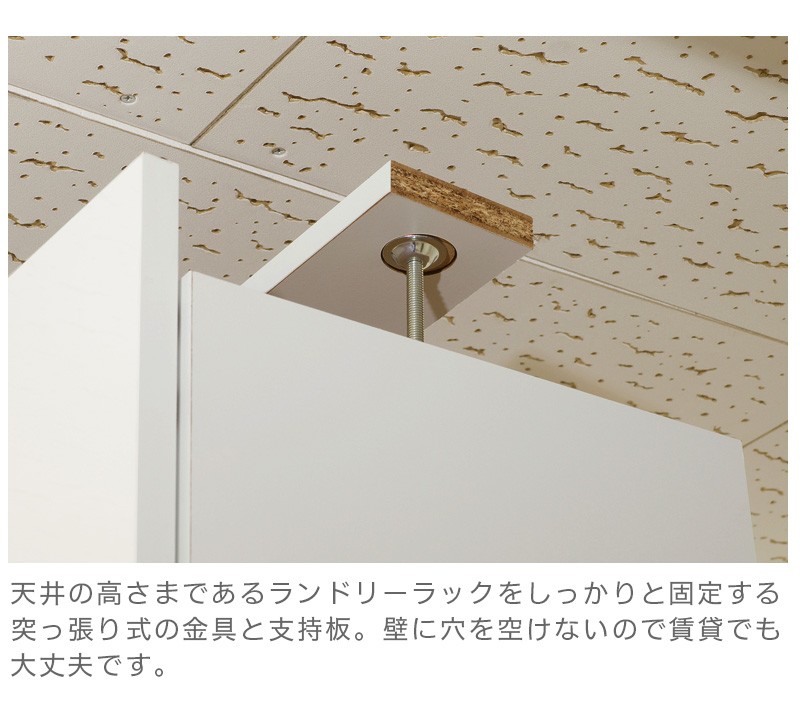 ランドリー収納 サニタリー収納 ホワイト 壁面収納 幅60 扉タイプ 完成