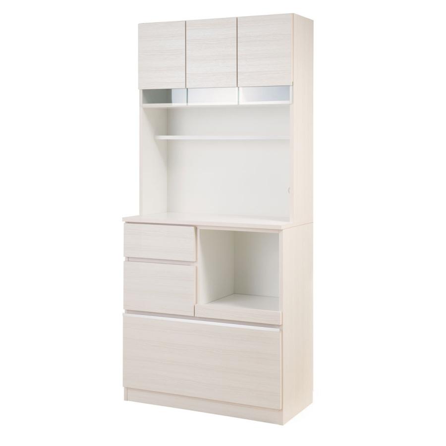 開梱設置 食器棚 キッチンボード 幅89.5cm 完成品 日本製 レンジ台