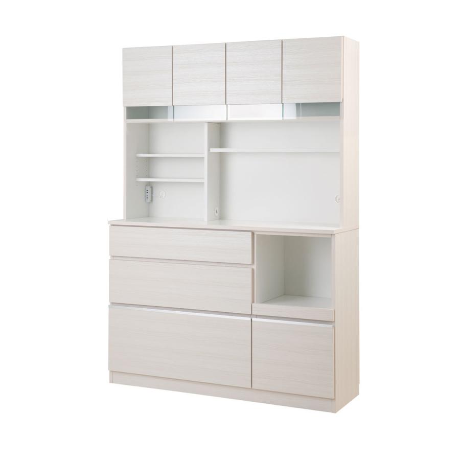 開梱設置 食器棚 キッチンボード 幅139cm 完成品 日本製 レンジ台 おしゃれ 幅140 キャビネット 幅139.5cm 白 ナチュラル 木製 コンセント付 bakugai202602の画像