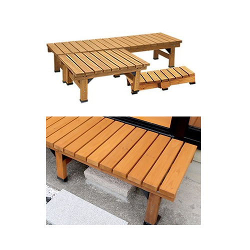 売上 デッキ縁台180×58 3点セット DE-18058-3PSET DIY 木製 天然木 庭