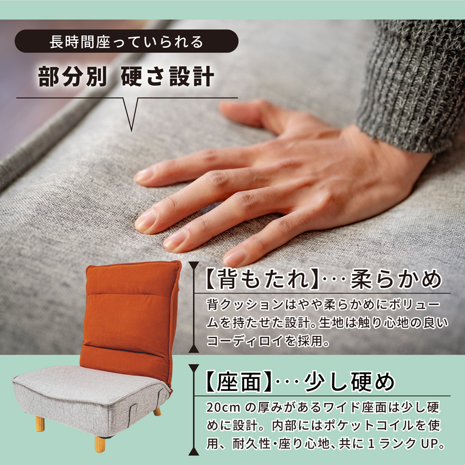 座椅子 リクライニング ワイド68cm ポケットコイル 1人掛けソファ