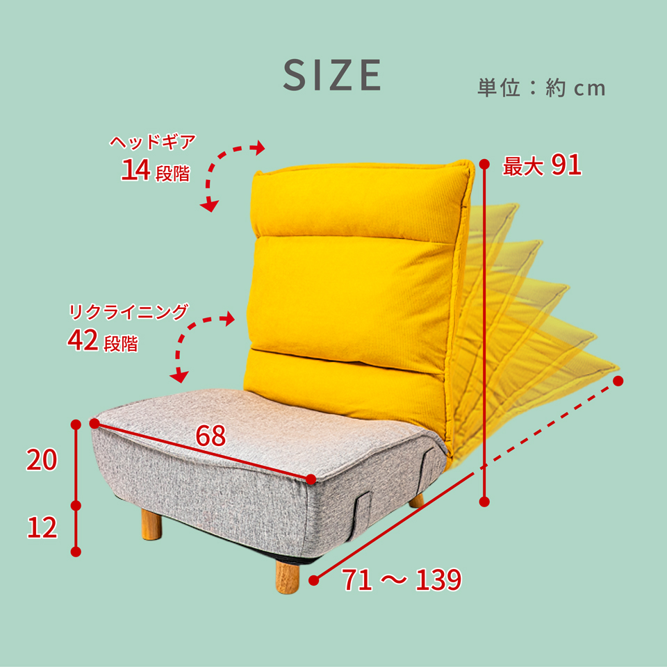座椅子 リクライニング ワイド68cm ポケットコイル 1人掛けソファ