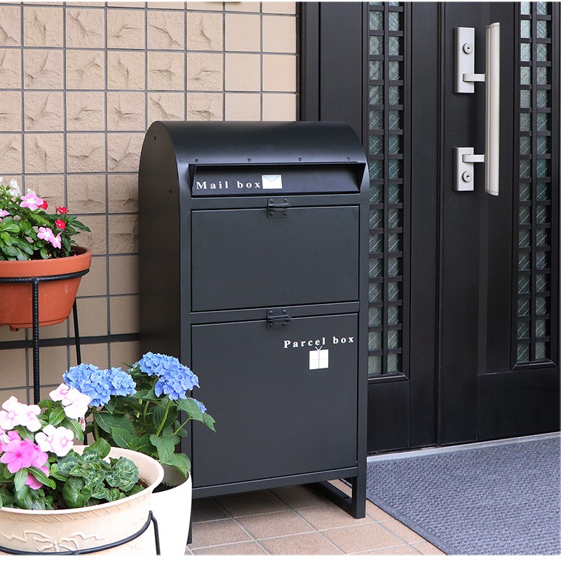 郵便受け スタンドポスト 幅45cm アイボリー 黒 郵便ポスト 錆びにくい