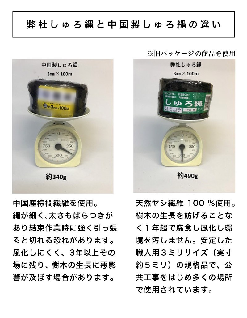 しゅろ縄 平巻 3mm 100m 黒 30個入 入り数30 棕櫚 シュロ クロ
