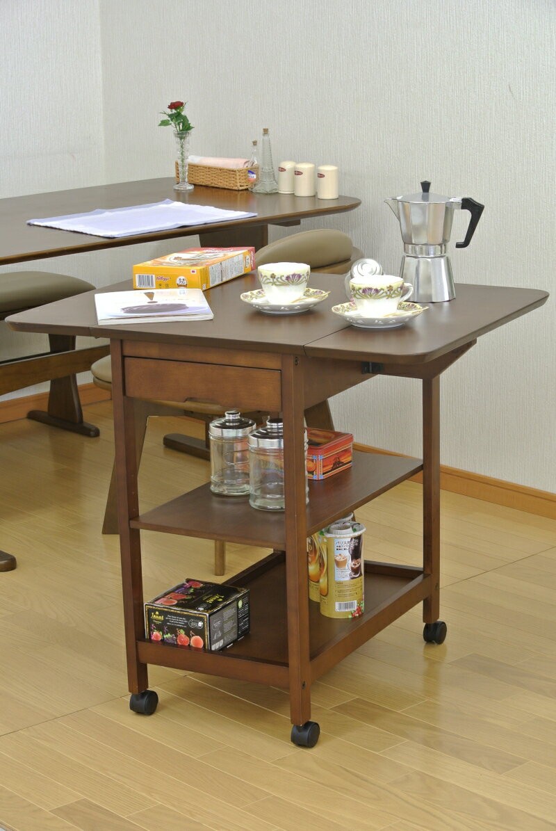 キッチンワゴン 両バタフライワゴン キッチンカウンター ワゴン ラック