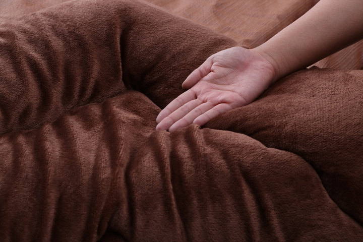 こたつ布団 日本製 長方形 大判 和モダン チェック柄 省エネ ブラウン