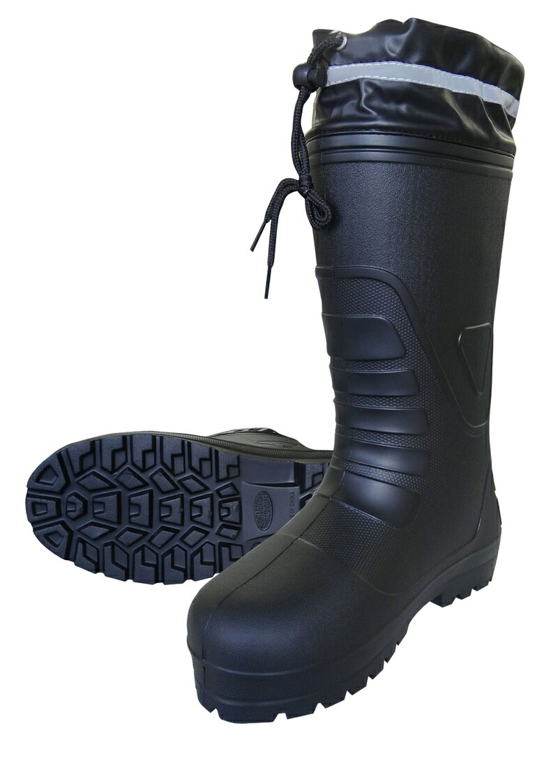 黒のロゴパターンラバーブーツ 柔らかいEVAラバーブーツ(カバー付) ブラック 長靴 ラバー 黒 軽量