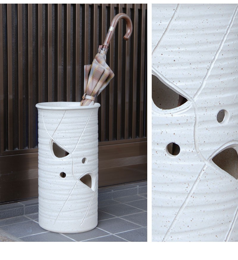 傘立て 信楽焼 かすみ透し 白 信楽焼き 傘立 幅23.5 高さ45 陶器 NHK