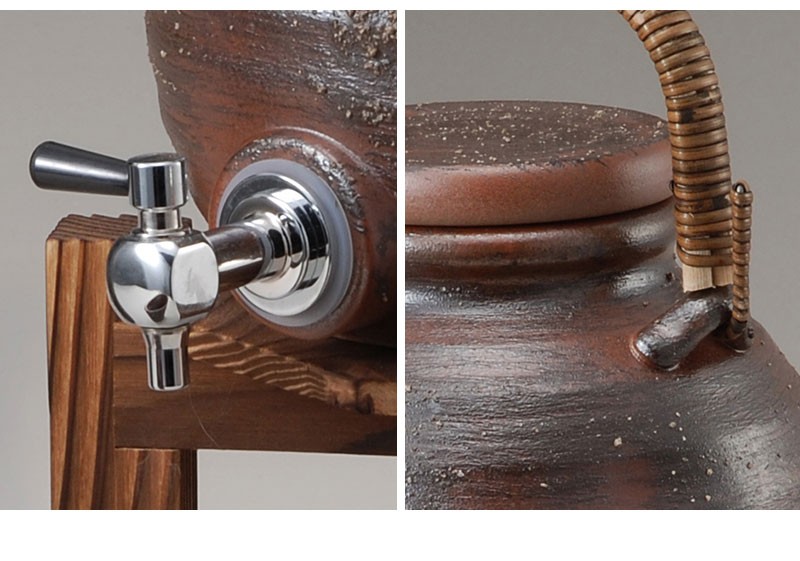 ドリンクサーバー 信楽焼き 陶器 焼酎サーバー 灰釉手付 幅15 高さ37