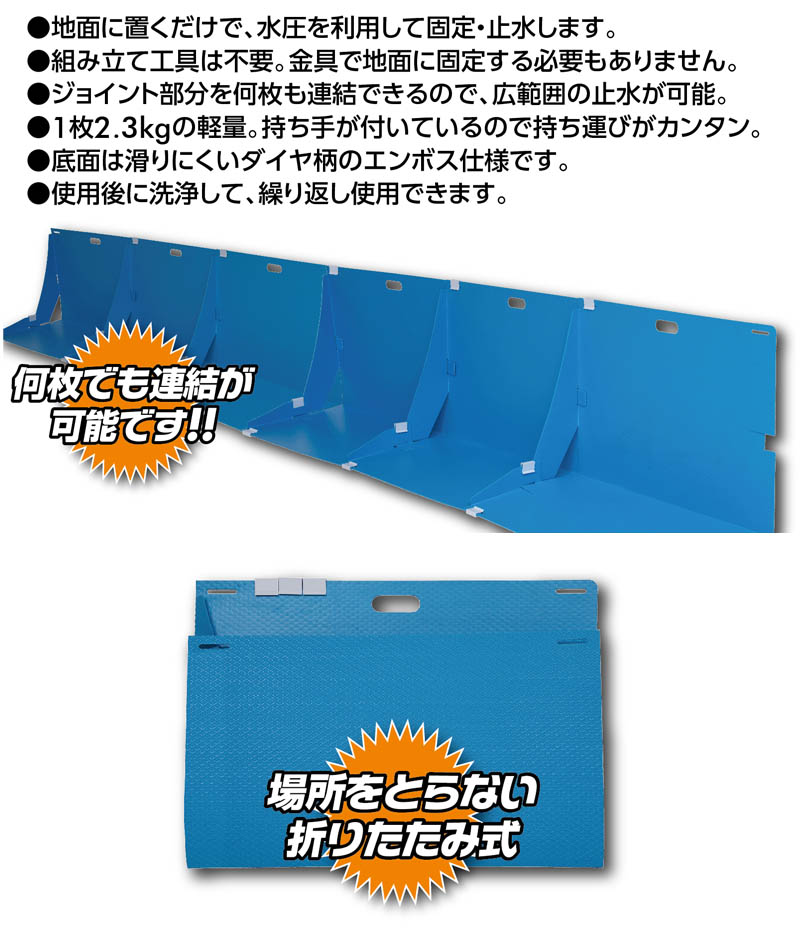 水止めシート 青 折り畳み 幅70cm 3枚セット 軽量 止水 畳める パネル 折りたたみ式 災害時 ゲリラ豪雨の浸水対策 土のうの代わり ジョイント式  : bpf1013831 : 本棚&テレビ台&電話台のサンゴ - 通販 - Yahoo!ショッピング