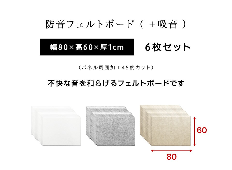 防音パネル 吸音 遮音 フェルメノン 80cm 60cm 6枚 テレワーク