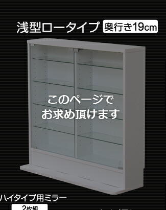 コレクションケース 幅90cm 奥行19cm 高さ90cm 背面ミラー ガラス