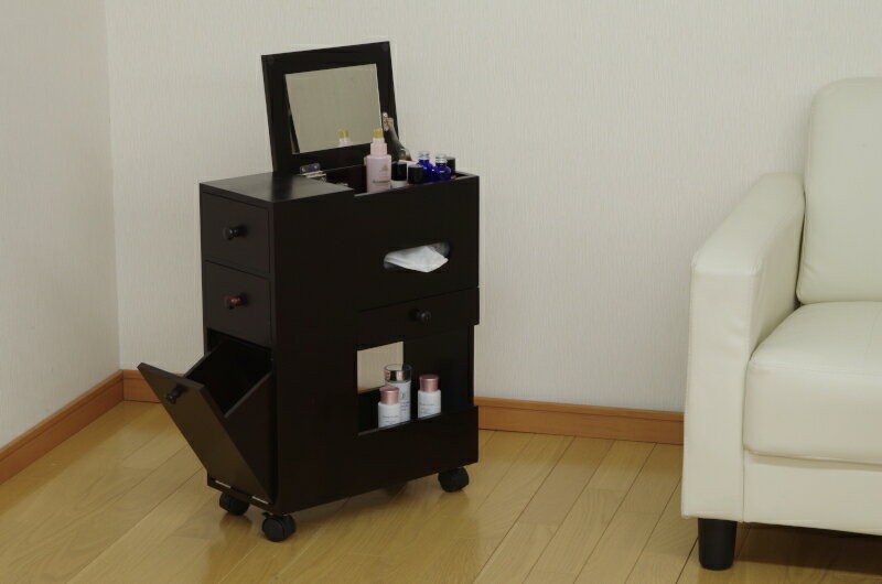 ミニドレッサー テーブル化粧品コスメ収納メイク台メイクボックスキャスター付 ドレッサー ワゴン キャスター付き ハイタイプ コスメワゴン サイド