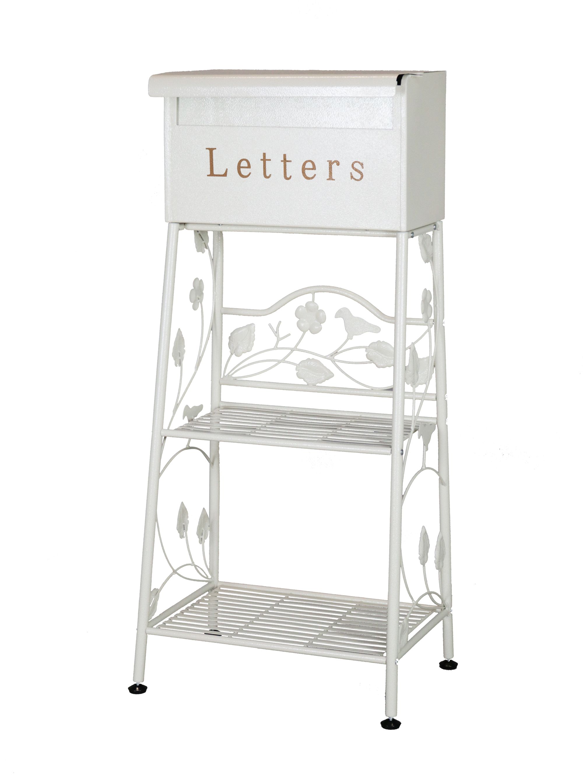 鍵付き ポストスタンド 雨よけ付き 棚・カゴ収納付き 宅配ポスト