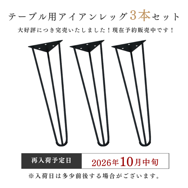 テーブル 脚 アイアンレッグ 高さ40 3本 高さ調整 セット サイド