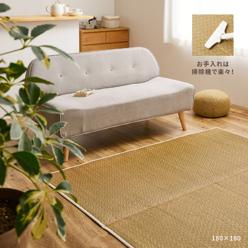 HAGiHARA（萩原） ラグ カーペット い草 2畳 180×180cm ふっくら 厚手