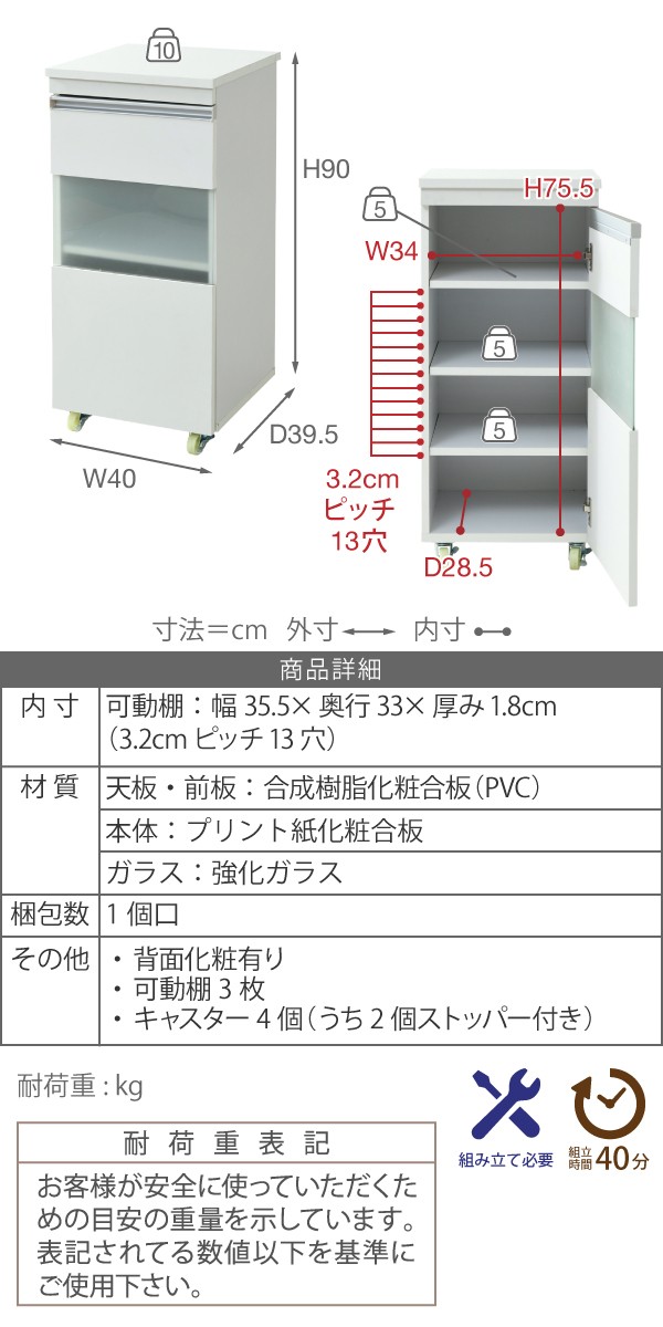お客様組立品】スマートキッチンシリーズミニ食器棚 幅30 高さ180FKC-1533【全