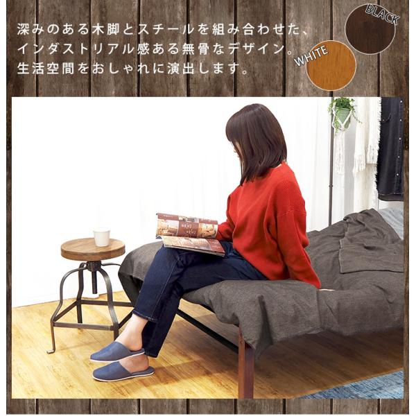 日本限定モデル ベッド シングル 安い シングルベッド ベッドフレーム 収納 パイプベッド ベッド下収納 おしゃれ 黒 木脚 ベット シンプル 一人暮らし クランキー