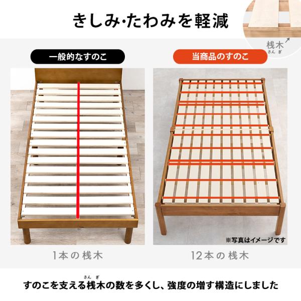 ベッド ベッドフレーム シングルベッド 安い すのこ 白 おしゃれ 木製 組立簡単 すのこベッド 宮棚付き コンセント付き ベット ネジレス｜kaguhonpo｜09