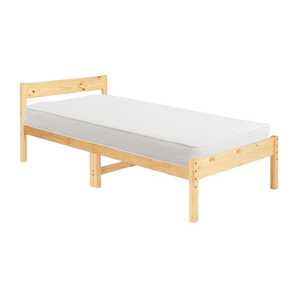 ベッド シングル マットレス付き ベッドフレーム すのこ 木製 コンセント マットレス 高さ調節 安い 木製 白 ベット ボンネスコイル ログ｜kaguhonpo｜03