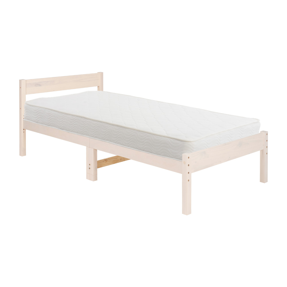 ベッド シングル マットレス付き ベッドフレーム すのこ 木製 コンセント マットレス 高さ調節 安い 木製 白 ベット ボンネスコイル ログ｜kaguhonpo｜04