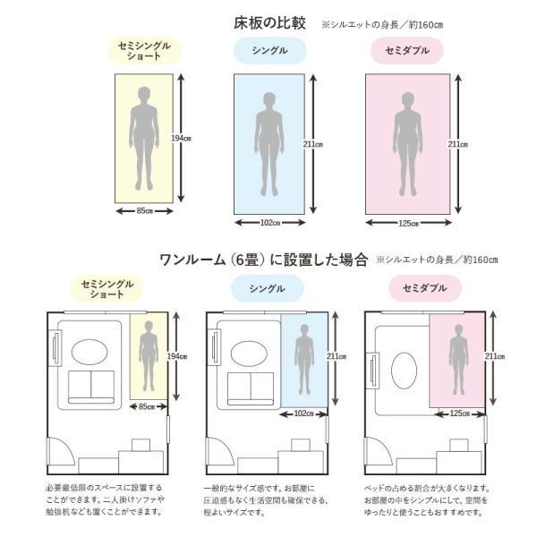 ベッド セミシングル すのこベッド ベッドフレーム 宮付き 高さ調節 収納 ベッド下収納 安い おしゃれ かわいい 北欧 木製 すのこ ベット ポルク｜kaguhonpo｜11