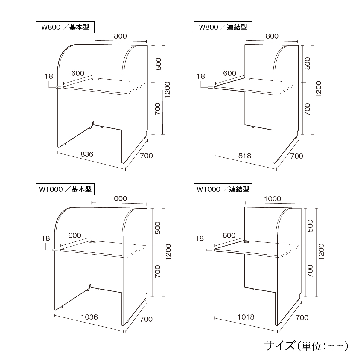 カグクロ 多目的個別ブース W836 D700 H1200 基本型 パーソナルブース