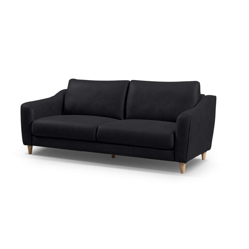 関家具　3人掛けソファー　ヘッドレスト付き　レザーテックス　ブラック RELAX FORM 関家具 公式店 ソファー 3人掛け 北欧 カウチ