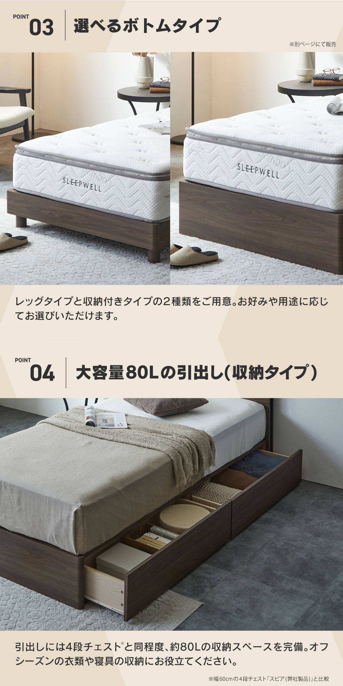 公式】ベッド ベッドフレーム ダブル 床板 レッグタイプ ナチュラル