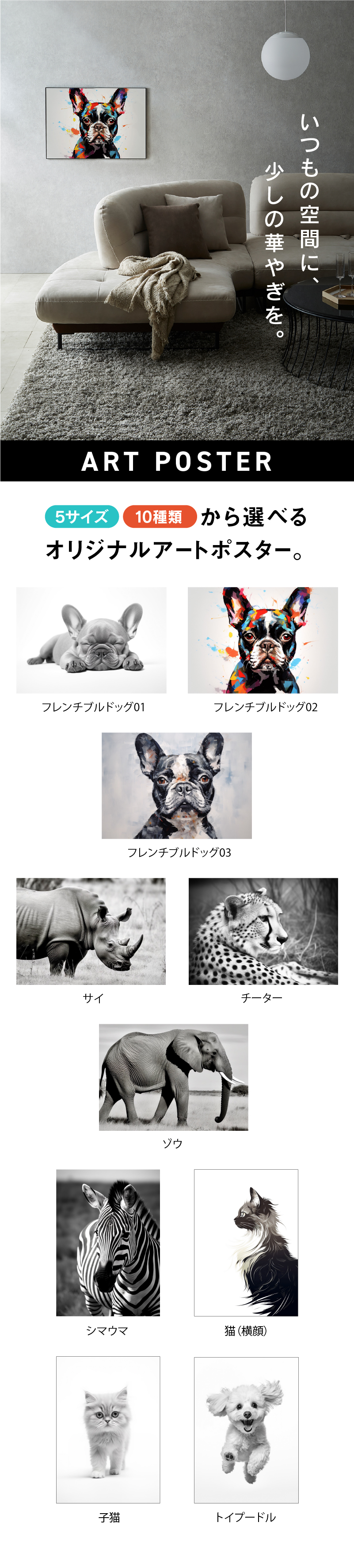 関家具 公式店 アートポスター A4 動物 アニマル 写真 イラスト