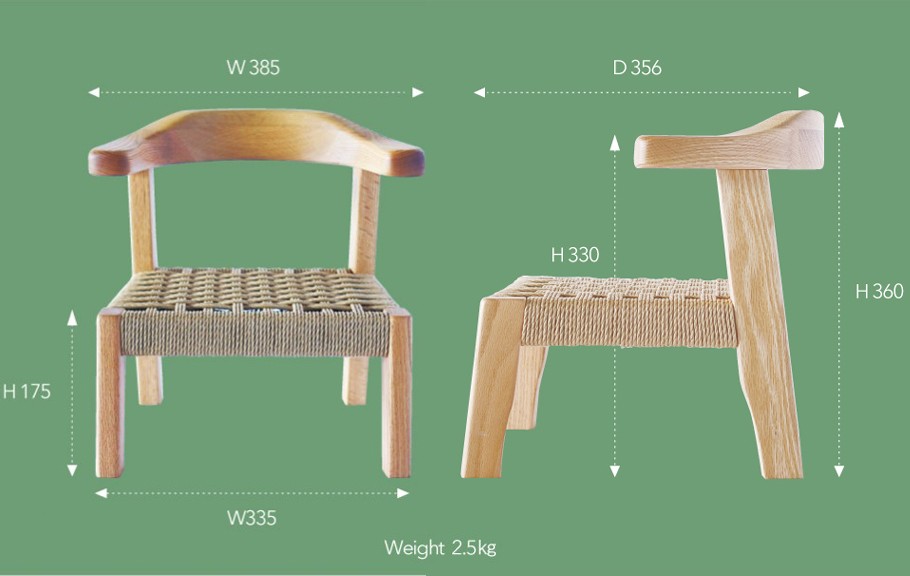 キッズチェア オーク無垢材 チャイルドチェア MK-02 ペーパーコード