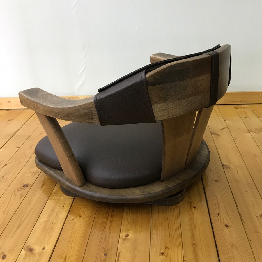 座椅子 椅子 イス チェア 無垢材 (アッシュ/イエローポプラ) 和風 和モダン 座椅子 1脚 123DX/回転/レザー
