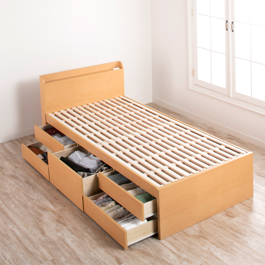 すのこベッド シングルベッド 収納付ベッド ベッドフレーム 5杯引出