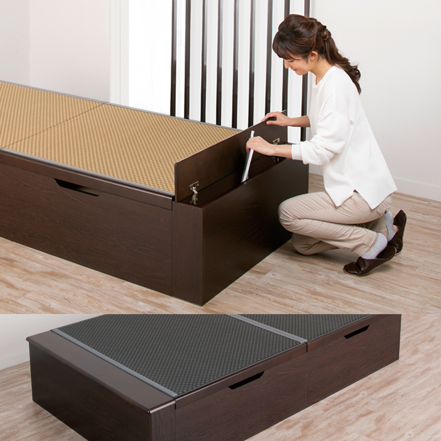 畳ベッド セミダブル 跳ね上げ式 美草畳 ベッド 大容量 日本製 国産畳