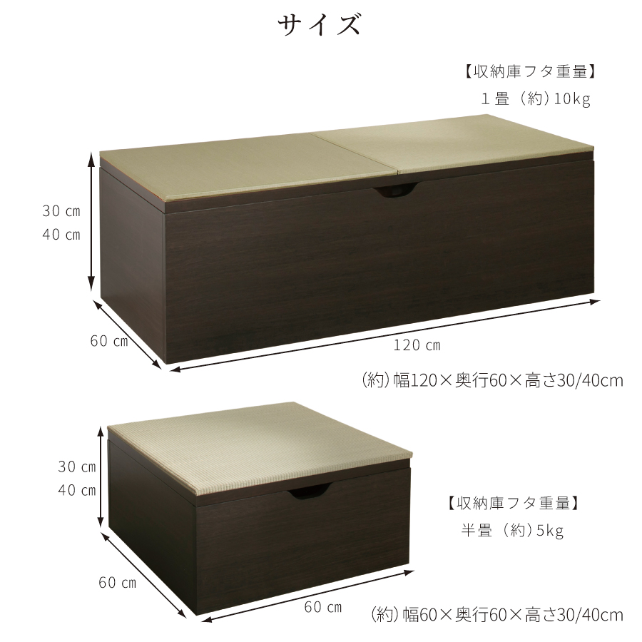 高さ40cm 120×180（１畳×３個）ベンチ収納 日本製 畳ユニット 組立式 フタ式 ヘリ無輸入畳 陽だまり_13