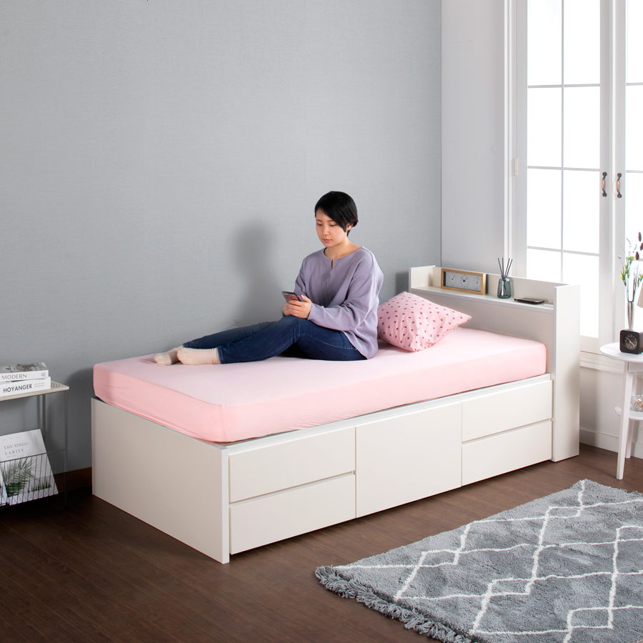 ベッドフレーム シングル ホワイト約198×98×60.5 cm kh3099s_lp13.jpg