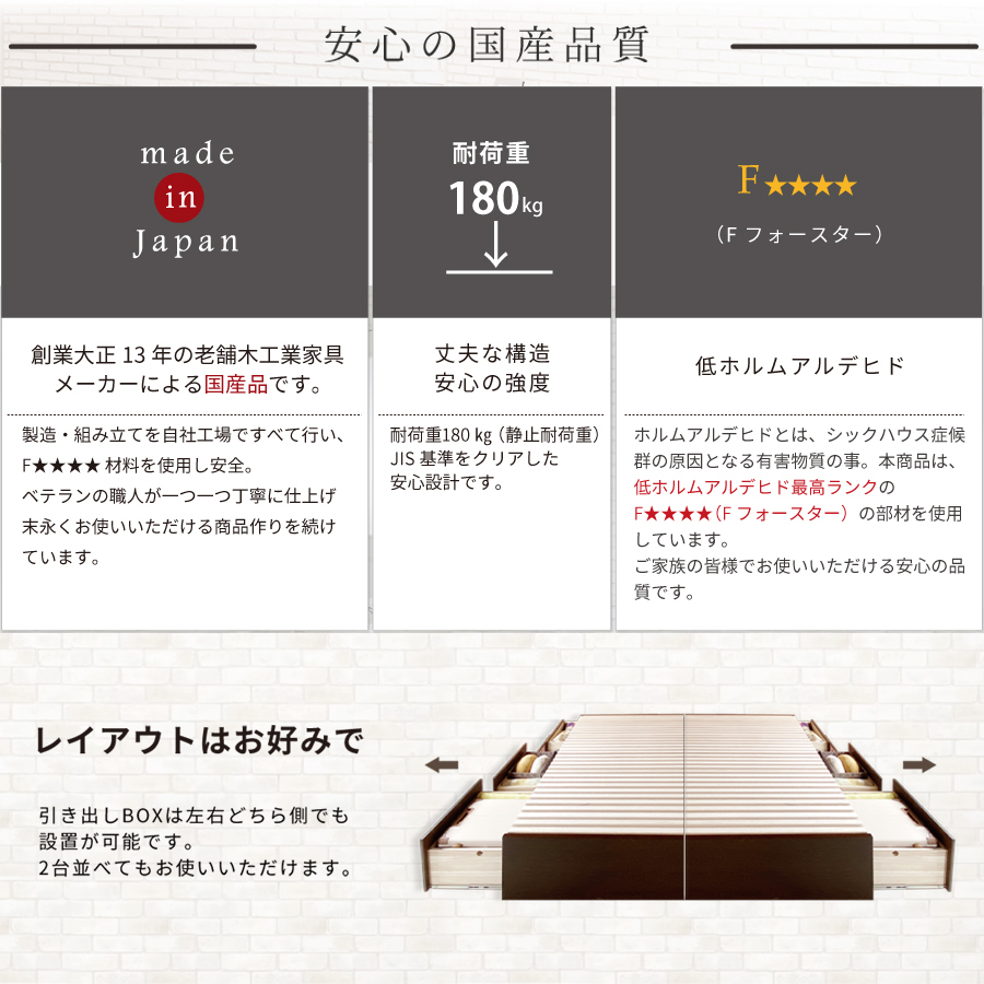 【6/13より価格改定】大容量 引出収納 すのこベッド シングル フレームのみ 日本製 スライドレール  フラットパネル  #22｜kaguranger｜16