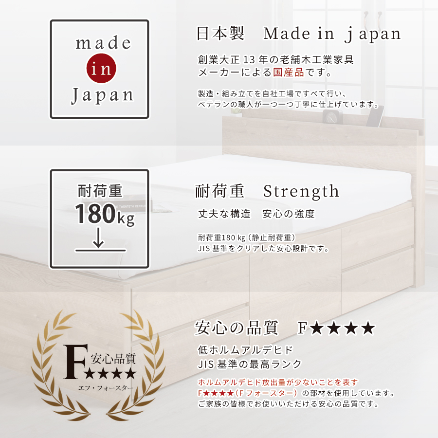収納付ベッド シングルベッド ベッドフレーム 5杯引出し 収納付 収納