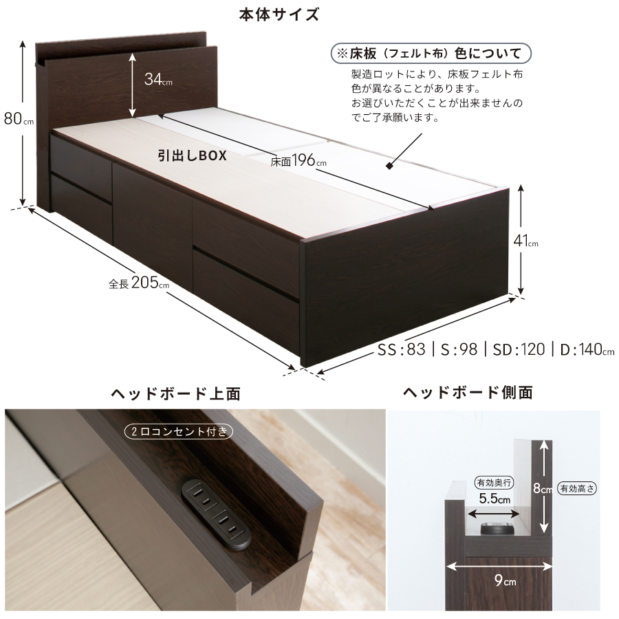 収納付ベッド シングルベッド ベッドフレーム 5杯引出し 収納付 収納