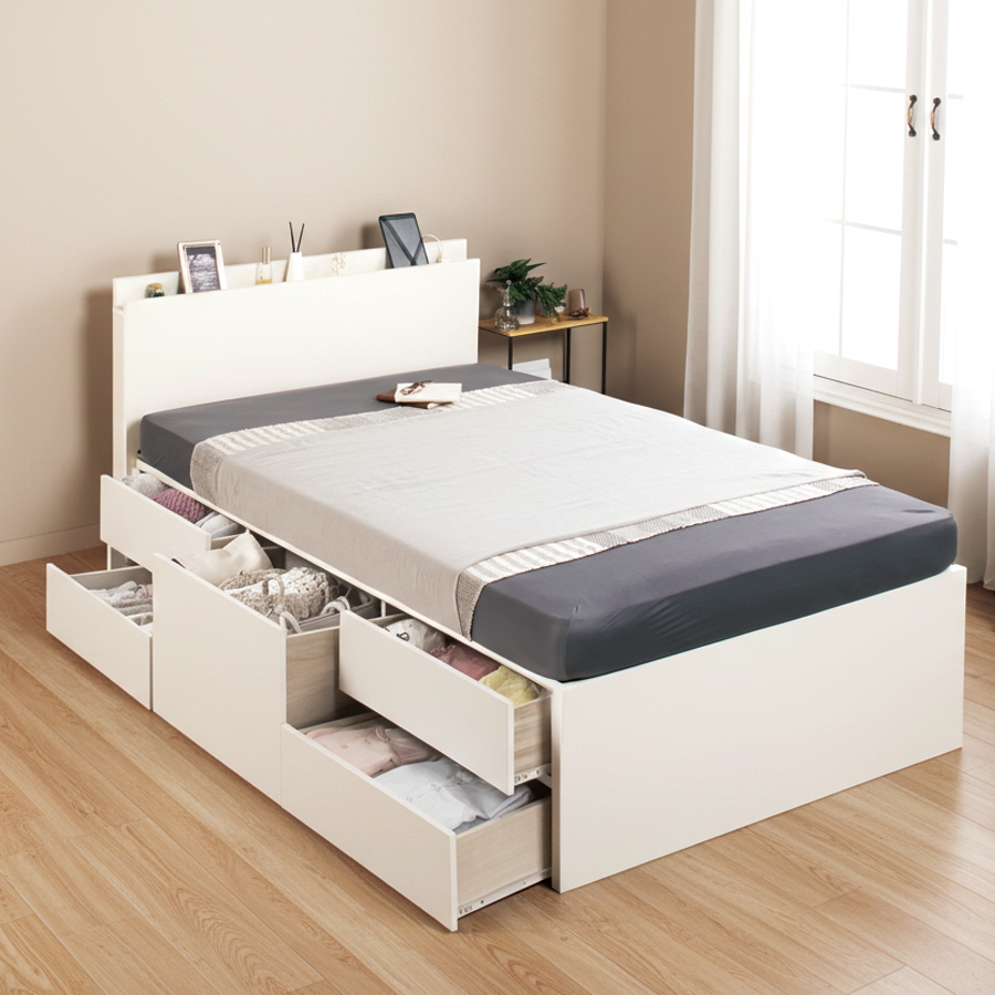 木製シングルベッドフレーム 収納付き　美品 シングルベッドフレーム収納ボックス付き 木製 収納 頑丈 耐荷重約200kg