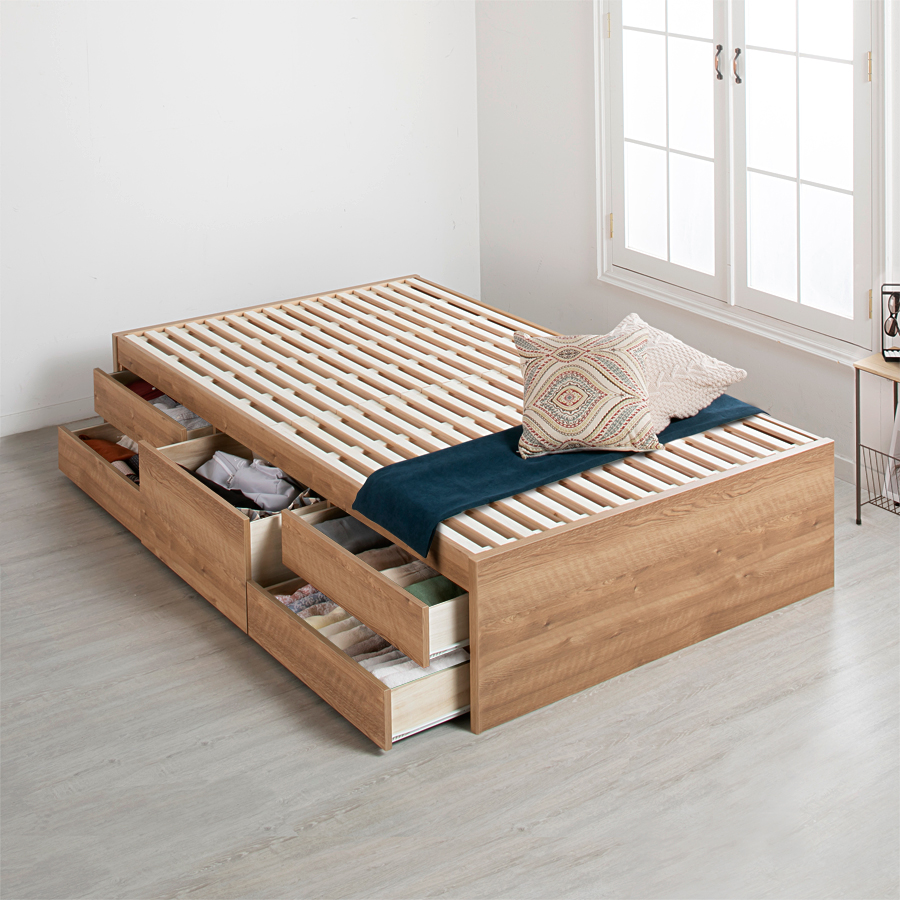 すのこベッド 収納ベッド シングル ベッド 幅98cm スライドレール ベッドフレームのみ ヘッドレス サリオス 4